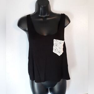 Love Culture black crochet pocket tank top